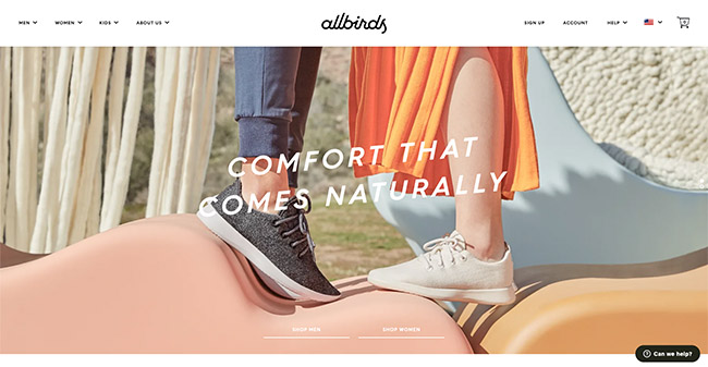 shopify plus store example: allbirds