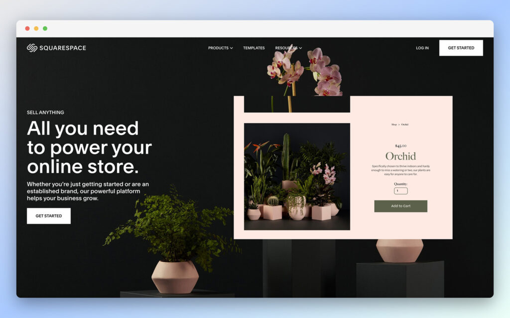 squarespace - bästa jämförelsediagram för e-handelsplattformar