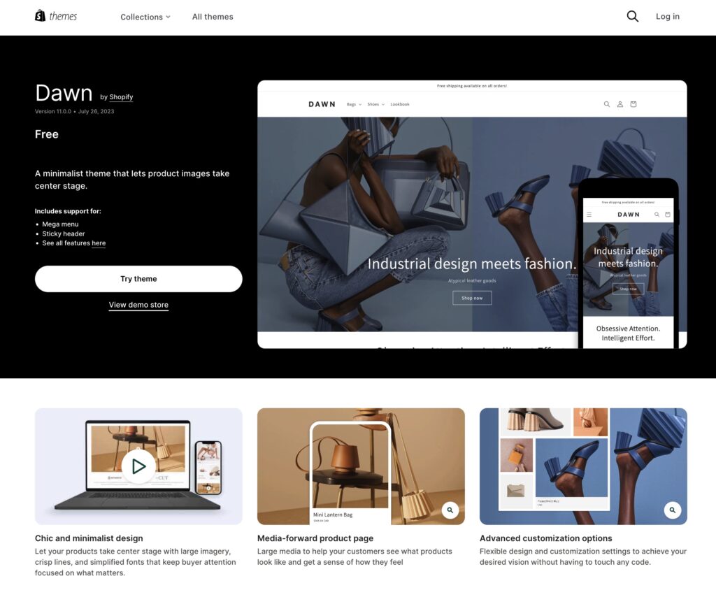 Тема Рассвета из Shopify